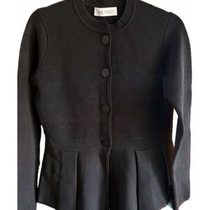 The Fold Women's Black Drayton Peplum Knitted Blazer